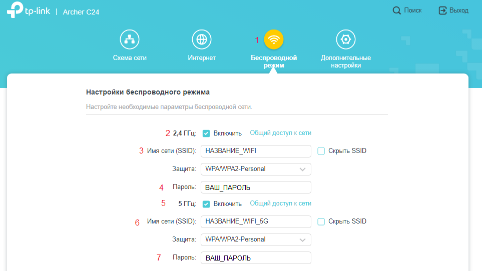 Archer c24 настройка Wi-Fi